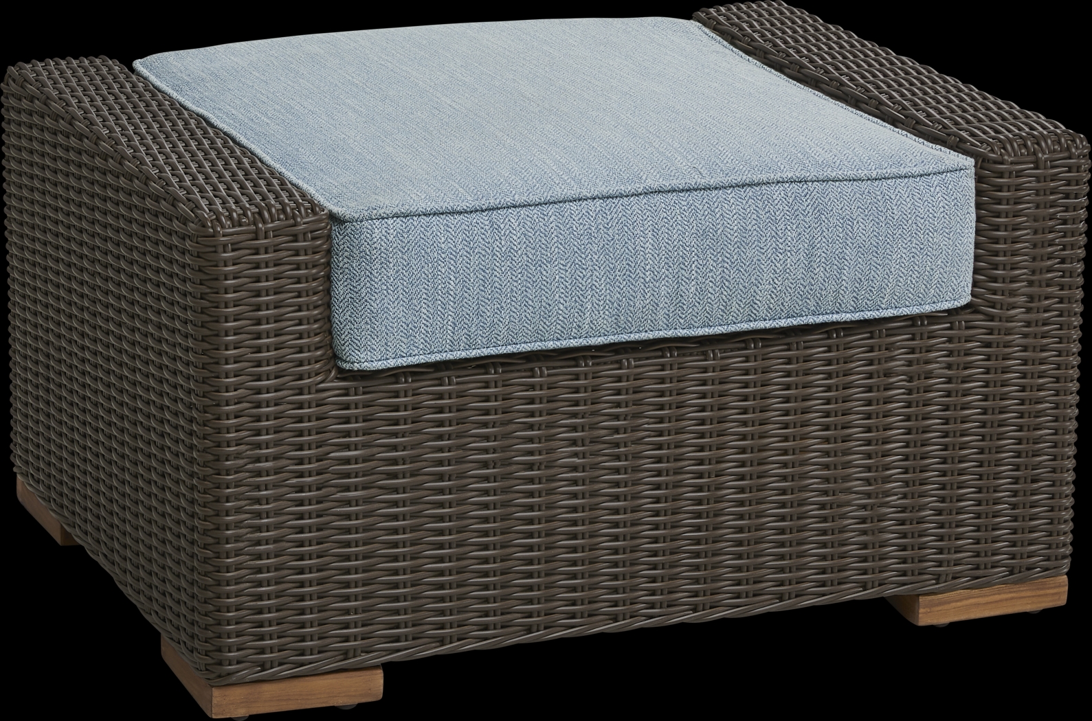 Patmos Brown Outdoor Ottoman with Steel Cushion - Thumbnail - Image 1