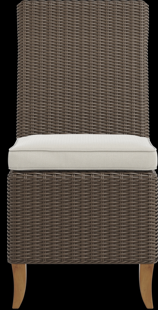 Patmos Brown Outdoor Side Chair with Linen Cushion - Thumbnail - Image 3