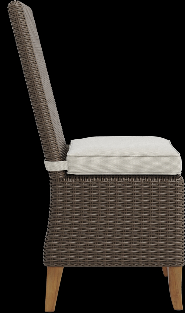 Patmos Brown Outdoor Side Chair with Linen Cushion - Thumbnail - Image 4