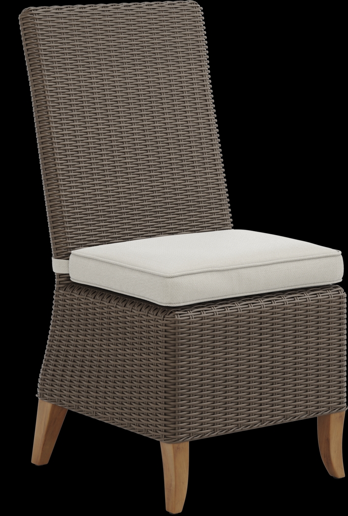 Patmos Brown Outdoor Side Chair with Linen Cushion - Thumbnail - Image 1