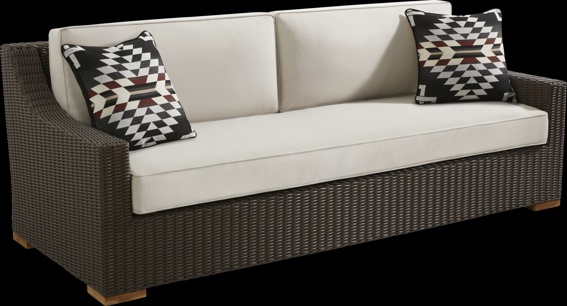 Patmos Brown Outdoor Sofa with Linen Cushions - Thumbnail - Image 2