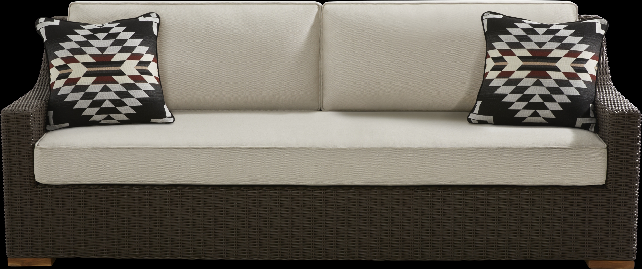 Patmos Brown Outdoor Sofa with Linen Cushions - Thumbnail - Image 1