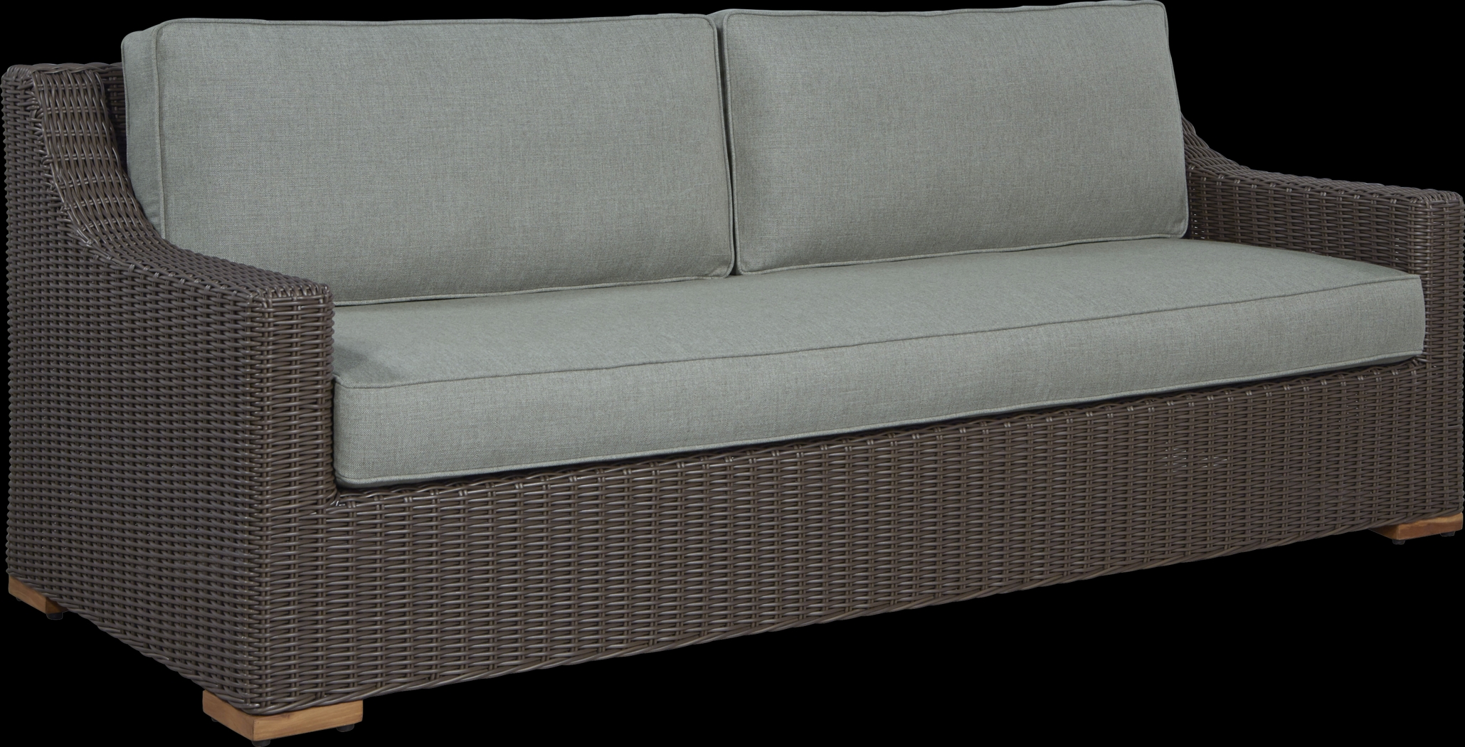 Patmos Brown Outdoor Sofa with Moss Cushions - Thumbnail - Image 2