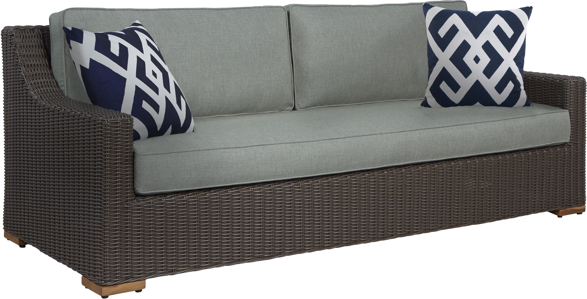 Patmos Brown Outdoor Sofa with Moss Cushions - Thumbnail - Image 1