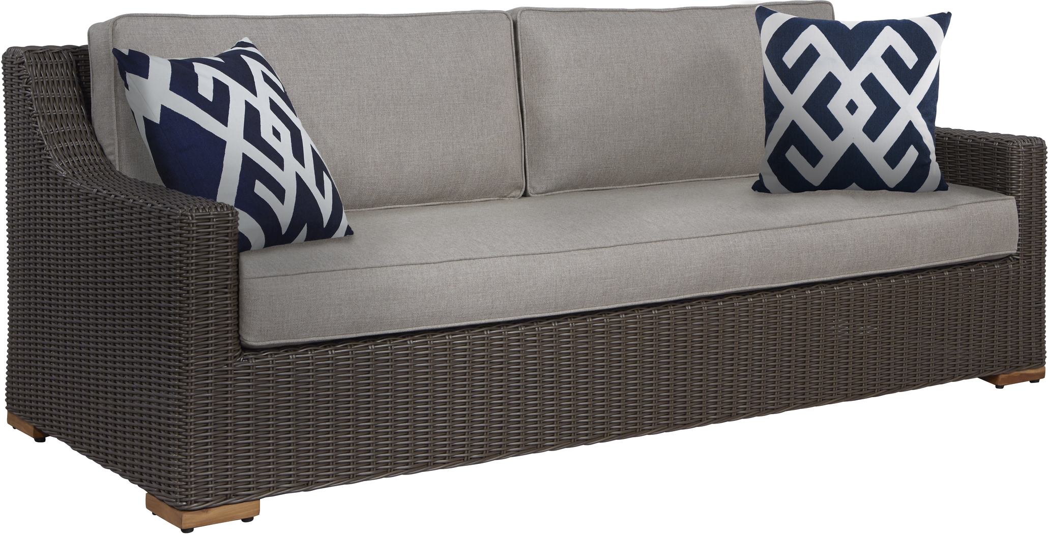 Patmos Brown Outdoor Sofa with Mushroom Cushions - Thumbnail - Image 1