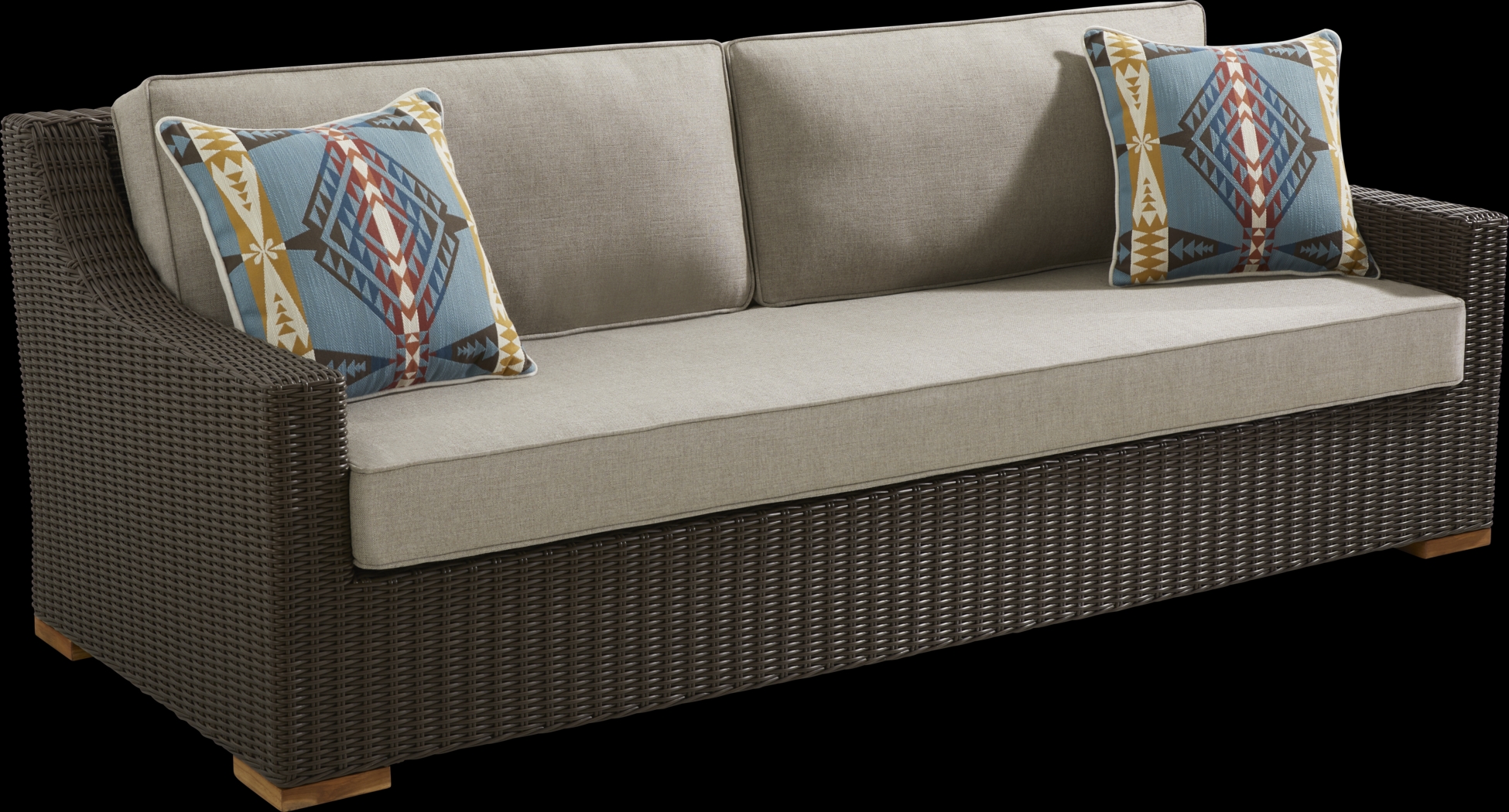 Patmos Brown Outdoor Sofa with Mushroom Cushions - Thumbnail - Image 2