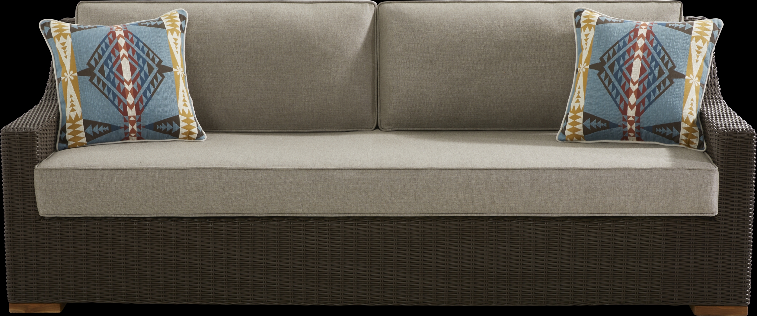 Patmos Brown Outdoor Sofa with Mushroom Cushions - Thumbnail - Image 1