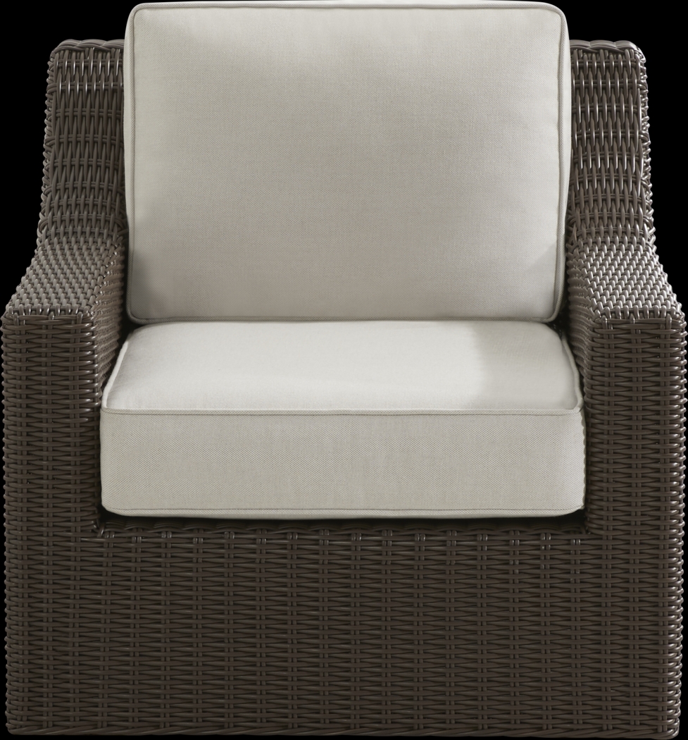 Patmos Brown Outdoor Swivel Rocker Chair with Linen Cushions - Thumbnail - Image 2