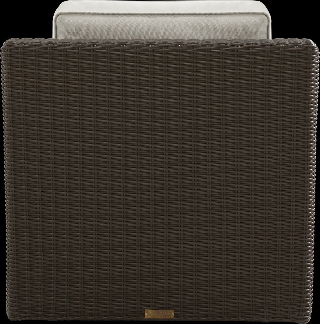 Patmos Brown Outdoor Swivel Rocker Chair with Linen Cushions - Thumbnail - Image 3