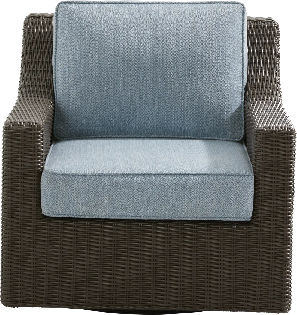 Patmos Brown Outdoor Swivel Rocker Chair with Steel Cushions - Thumbnail - Image 2