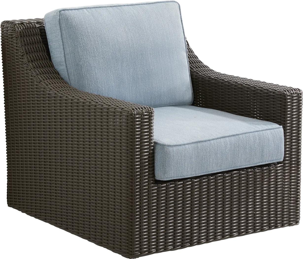 Patmos Brown Outdoor Swivel Rocker Chair with Steel Cushions - Thumbnail - Image 1