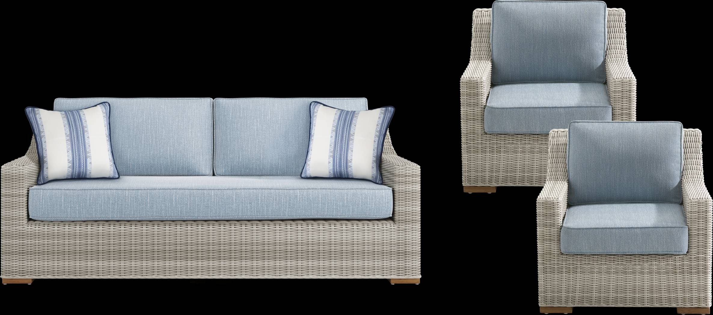 Patmos Gray 3 Pc Outdoor Seating Set with Steel Cushions - Thumbnail - Image 1