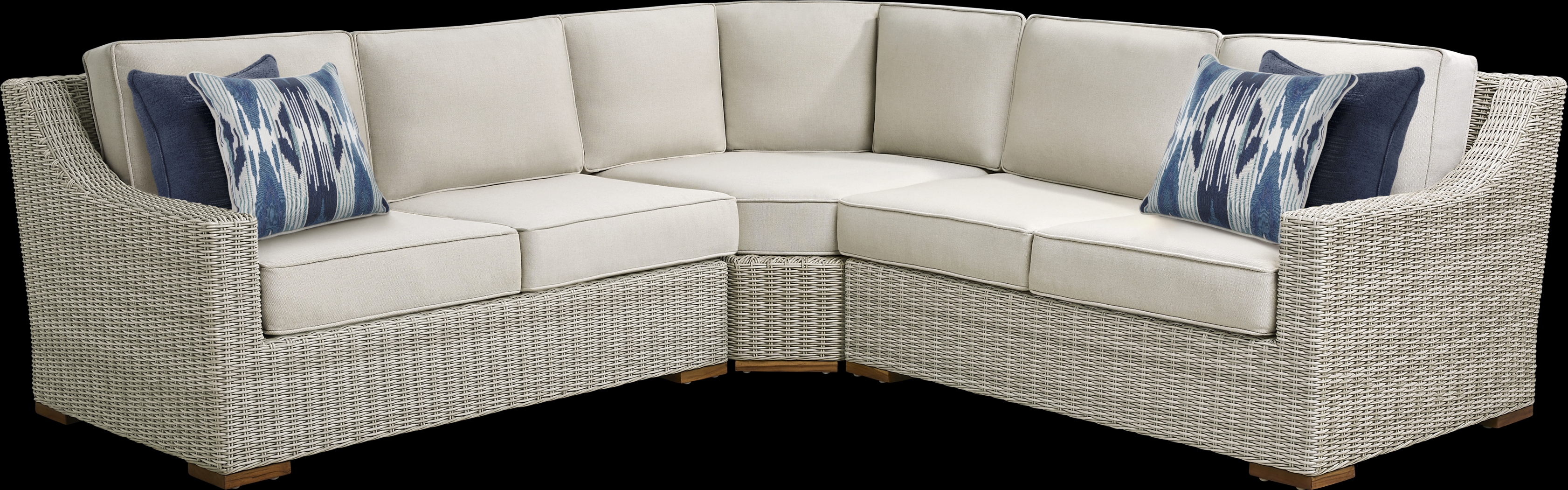 Patmos Gray 3 Pc Outdoor Sectional with Linen Cushions - Thumbnail - Image 1