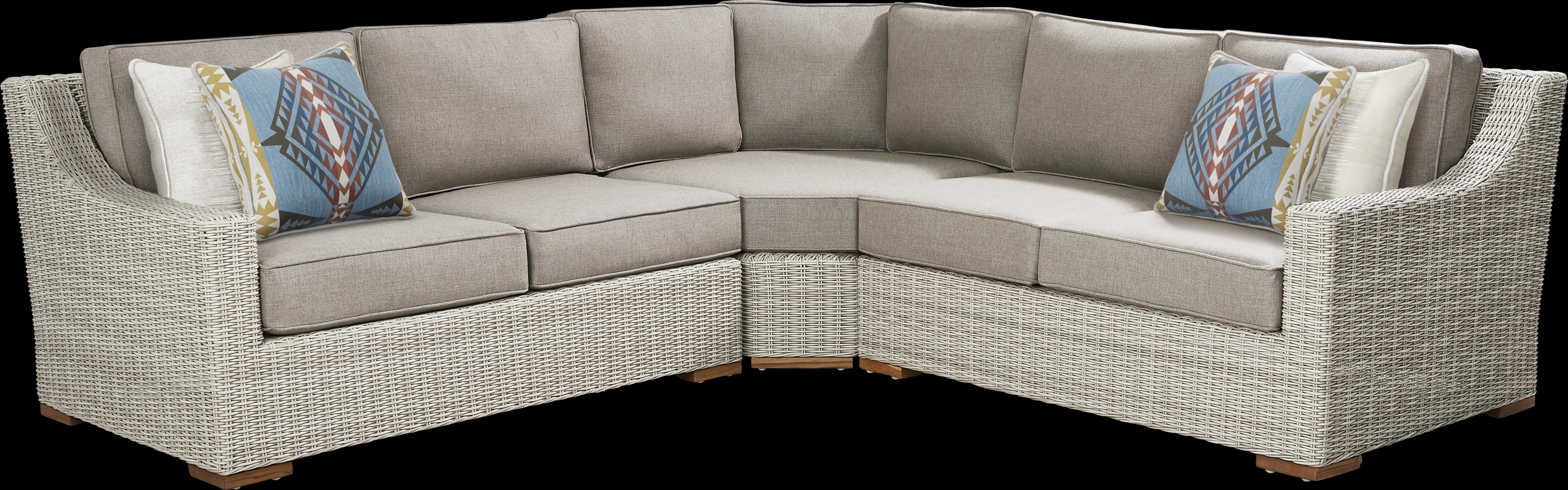 Patmos Gray 3 Pc Outdoor Sectional with Mushroom Cushions - Thumbnail - Image 1