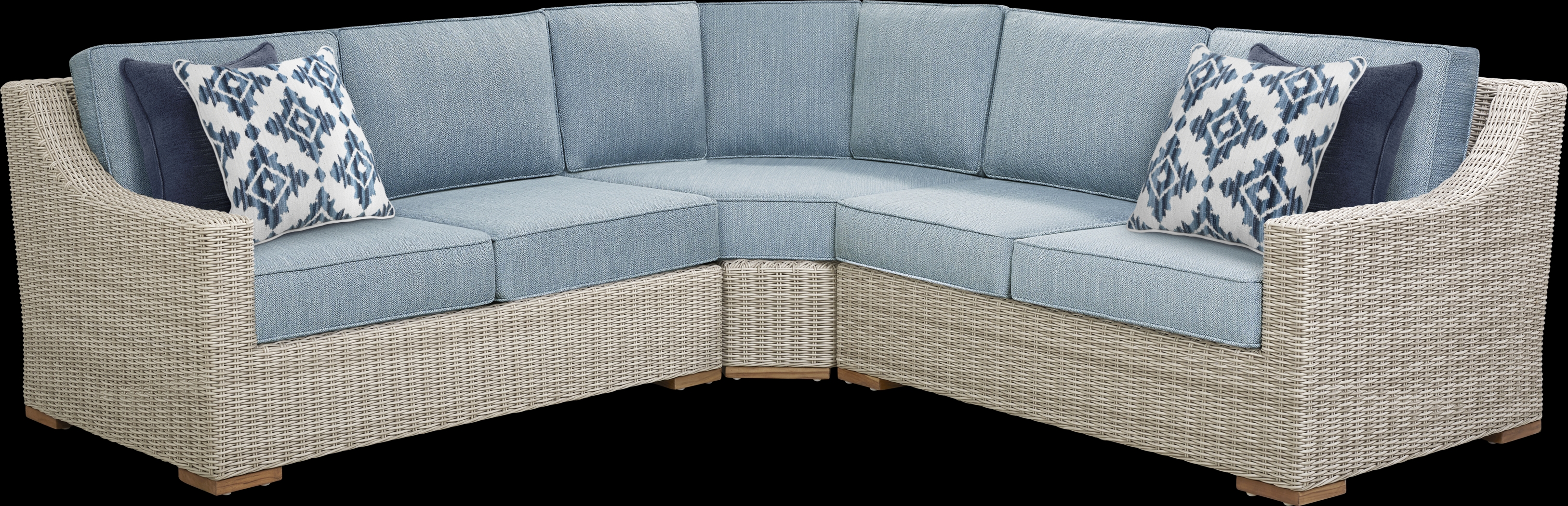 Patmos Gray 3 Pc Outdoor Sectional with Steel Cushions - Thumbnail - Image 1