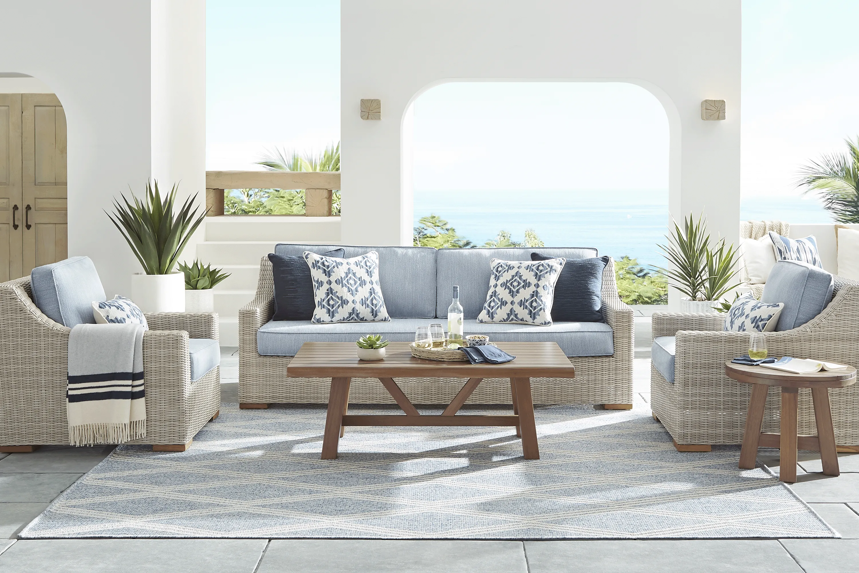 Patmos Gray 4 Pc Outdoor Sofa Seating Set with Steel Cushions - Thumbnail - Image 1