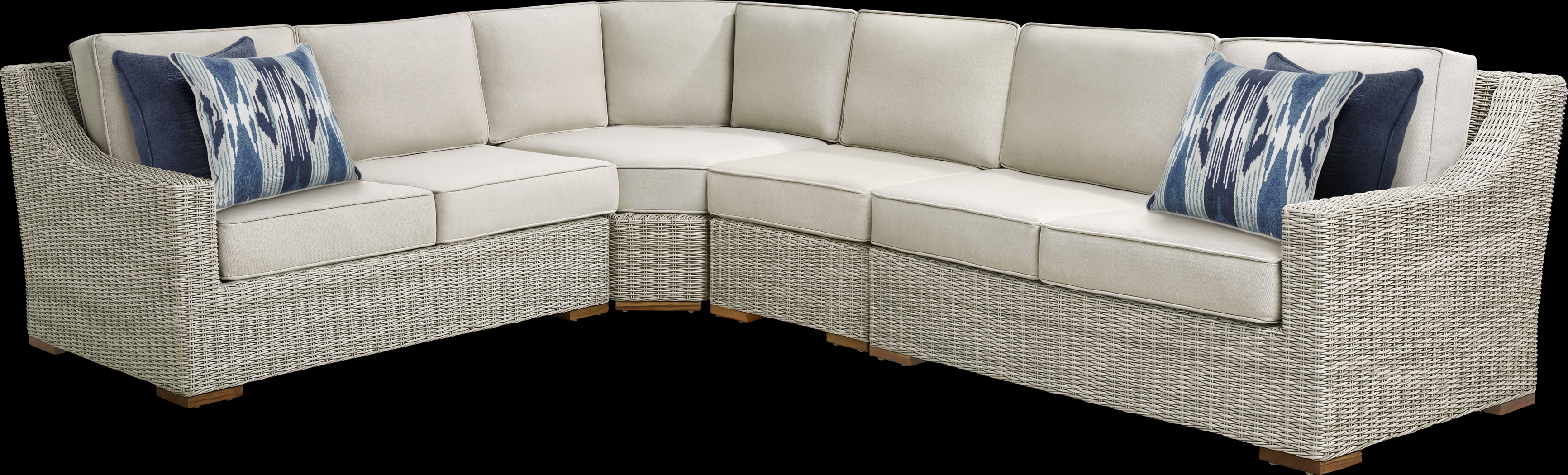 Patmos Gray 4 Pc Outdoor Sectional with Linen Cushions - Thumbnail - Image 1