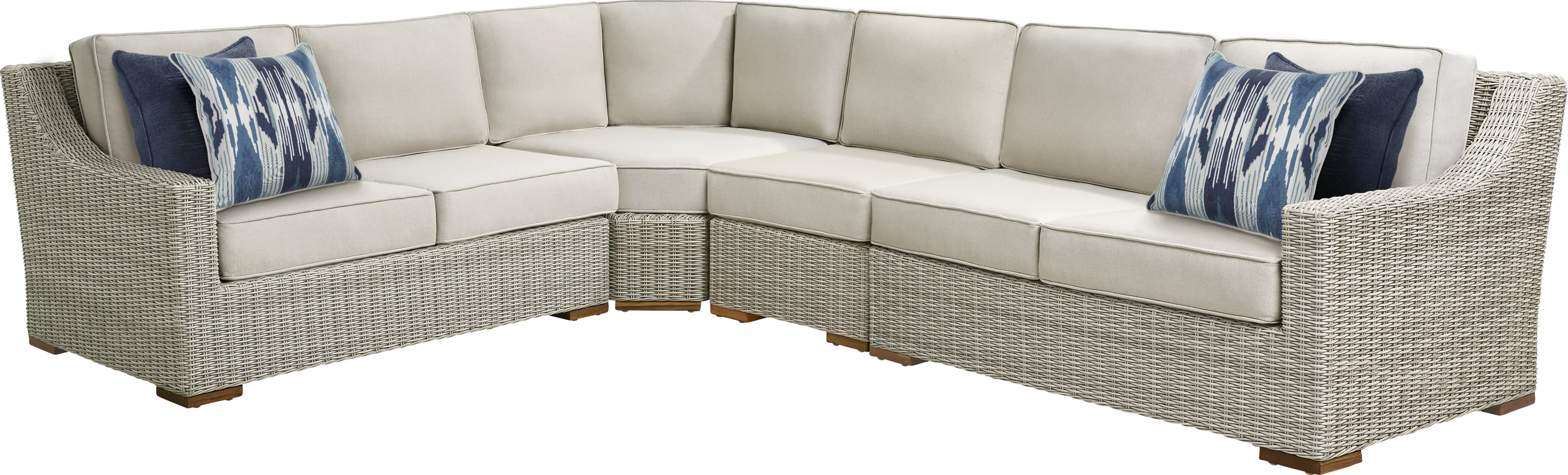 Patmos Gray 4 Pc Outdoor Sectional with Linen Cushions - Thumbnail - Image 1