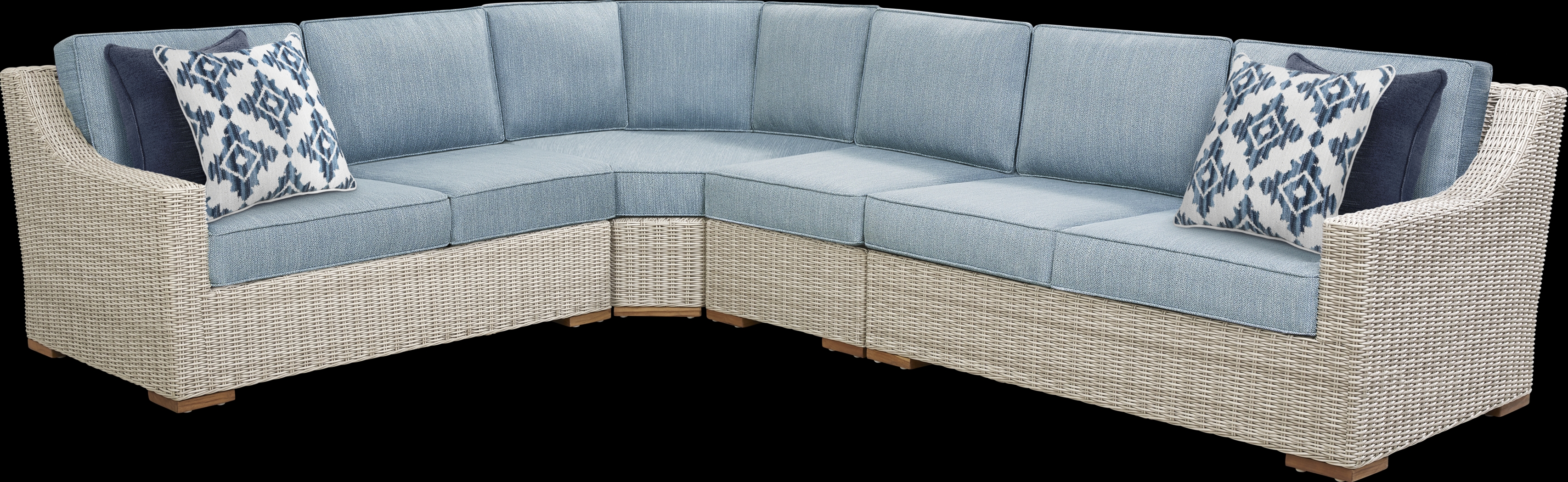 Patmos Gray 4 Pc Outdoor Sectional with Steel Cushions - Thumbnail - Image 1