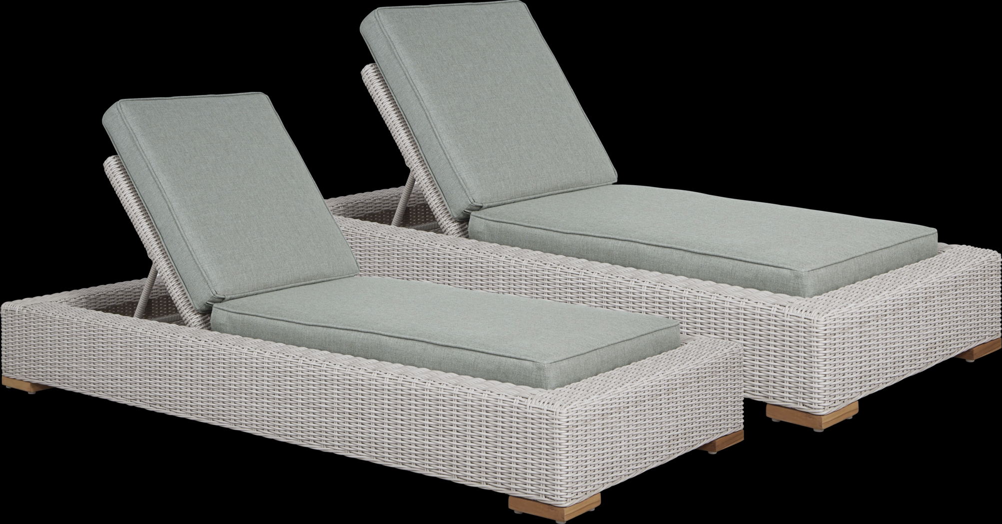 Patmos Gray Outdoor Chaise with Moss Cushions, Set of 2 - Thumbnail - Image 1