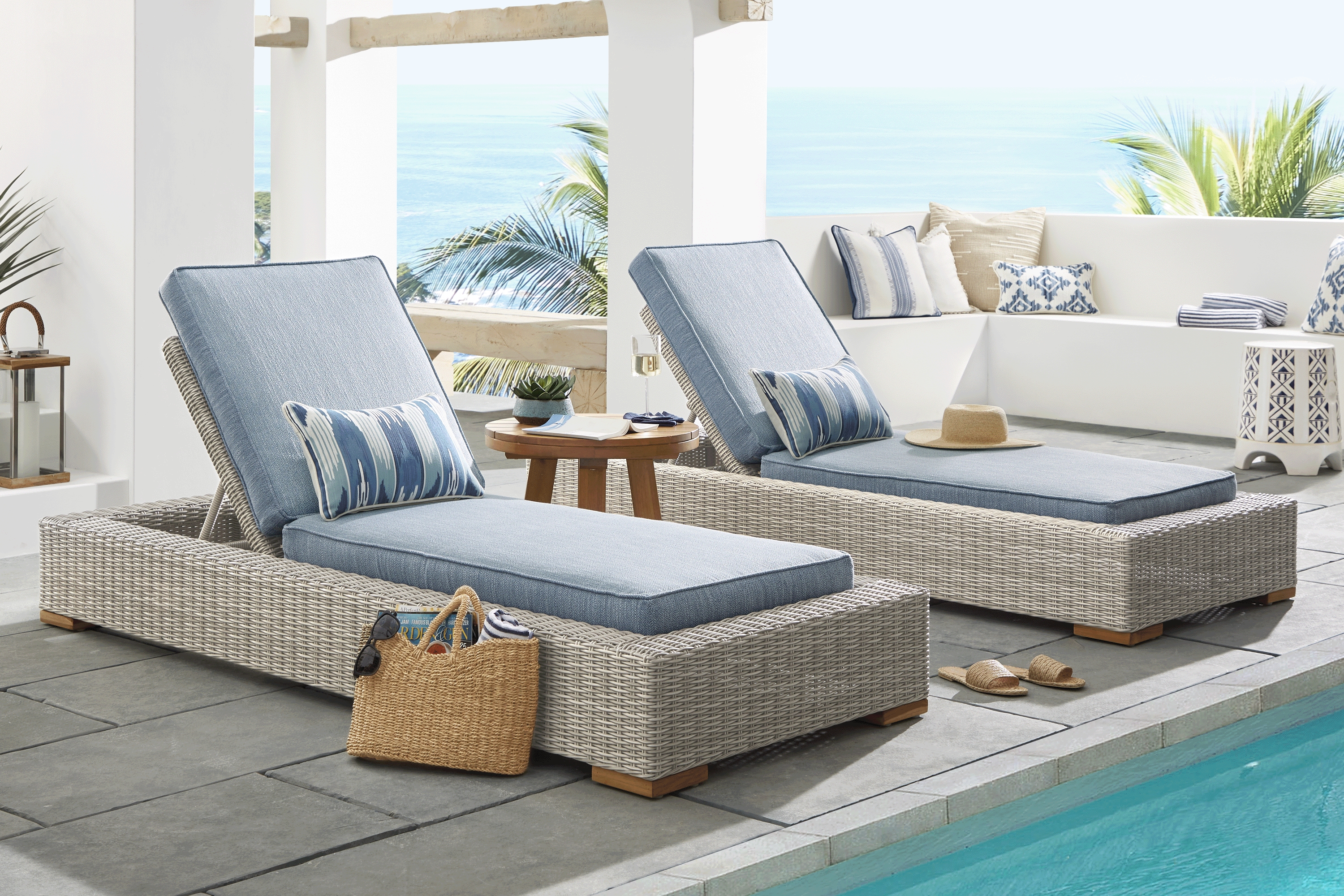 Patmos Gray Outdoor Chaise with Steel Cushions, Set of 2 - Thumbnail - Image 2