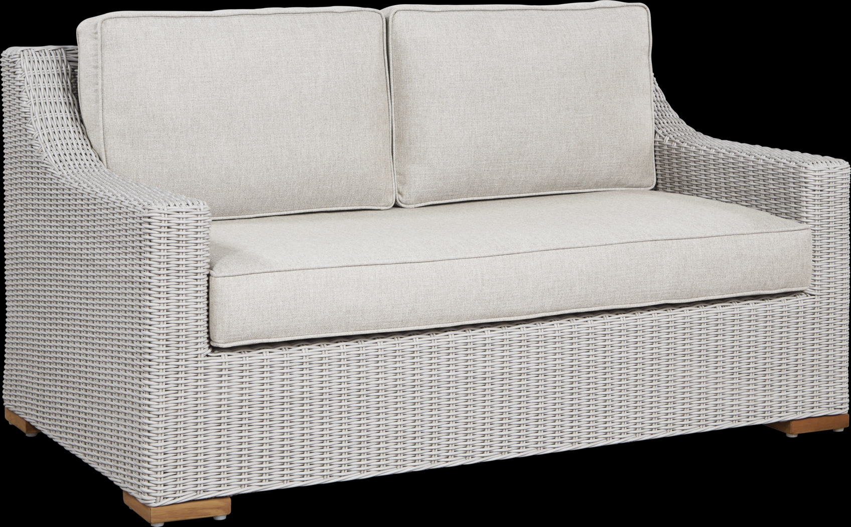 Patmos Gray Outdoor Loveseat with Linen Cushions - Thumbnail - Image 2