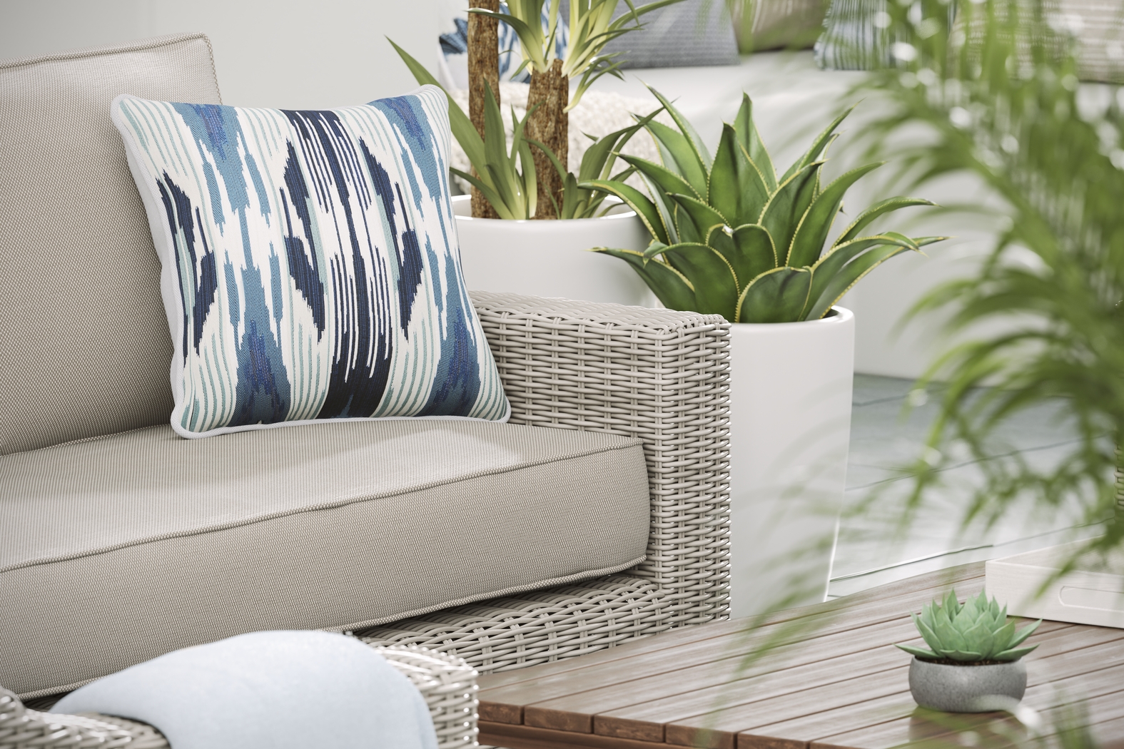 Patmos Gray 4 Pc Outdoor Loveseat Seating Set with Linen Cushions - Thumbnail - Image 4