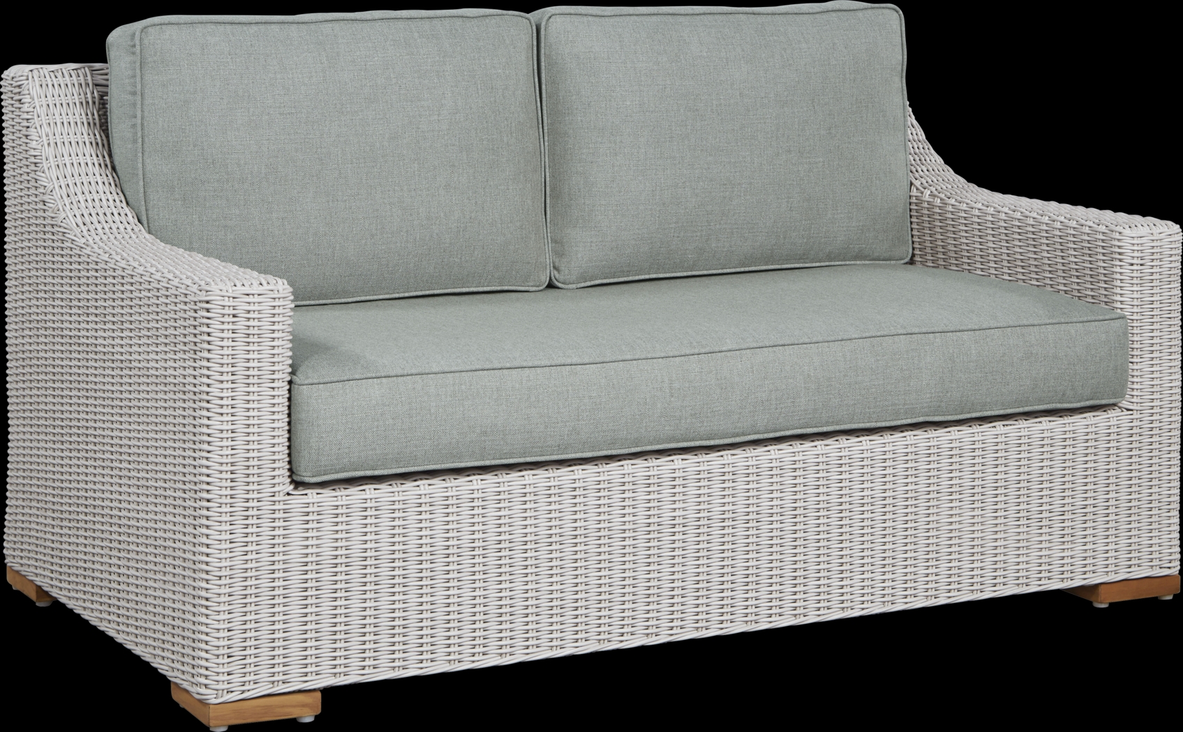 Patmos Gray Outdoor Loveseat with Moss Cushions - Thumbnail - Image 2