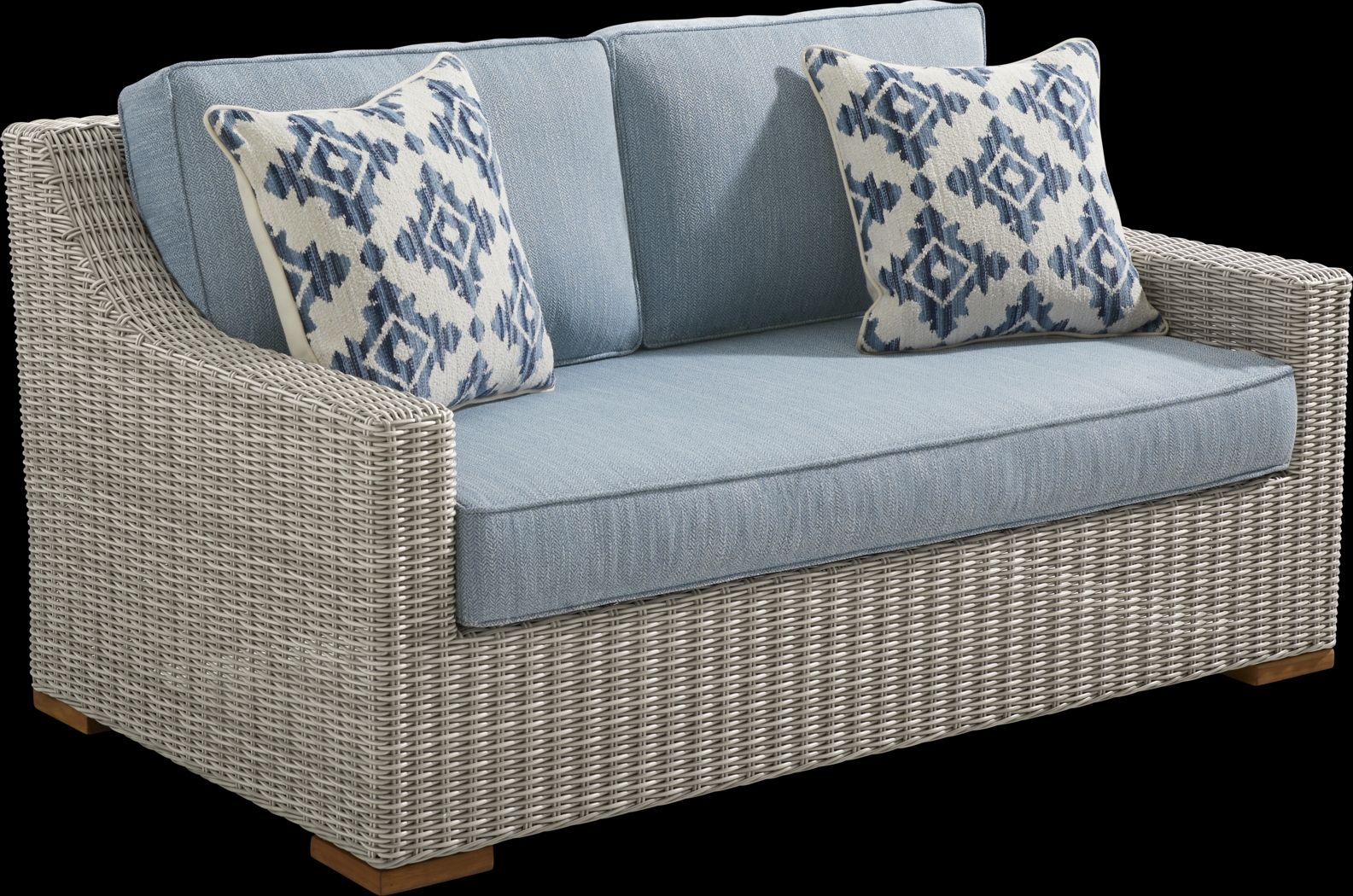 Patmos Gray 4 Pc Outdoor Loveseat Seating Set with Steel Cushions - Thumbnail - Image 3