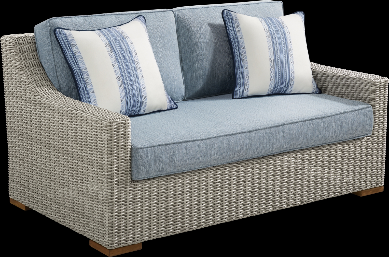 Patmos Gray 4 Pc Outdoor Loveseat Seating Set with Steel Cushions - Thumbnail - Image 3