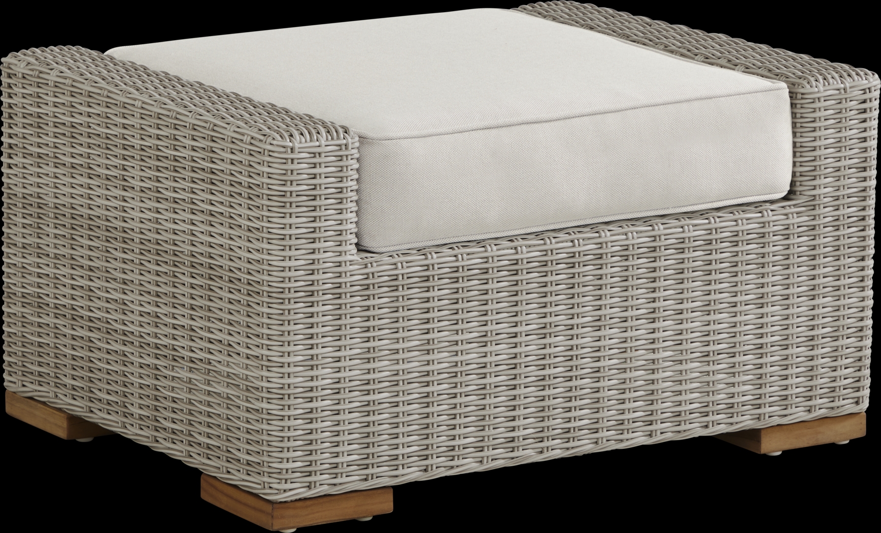 Patmos Gray Outdoor Ottoman with Linen Cushion - Thumbnail - Image 1