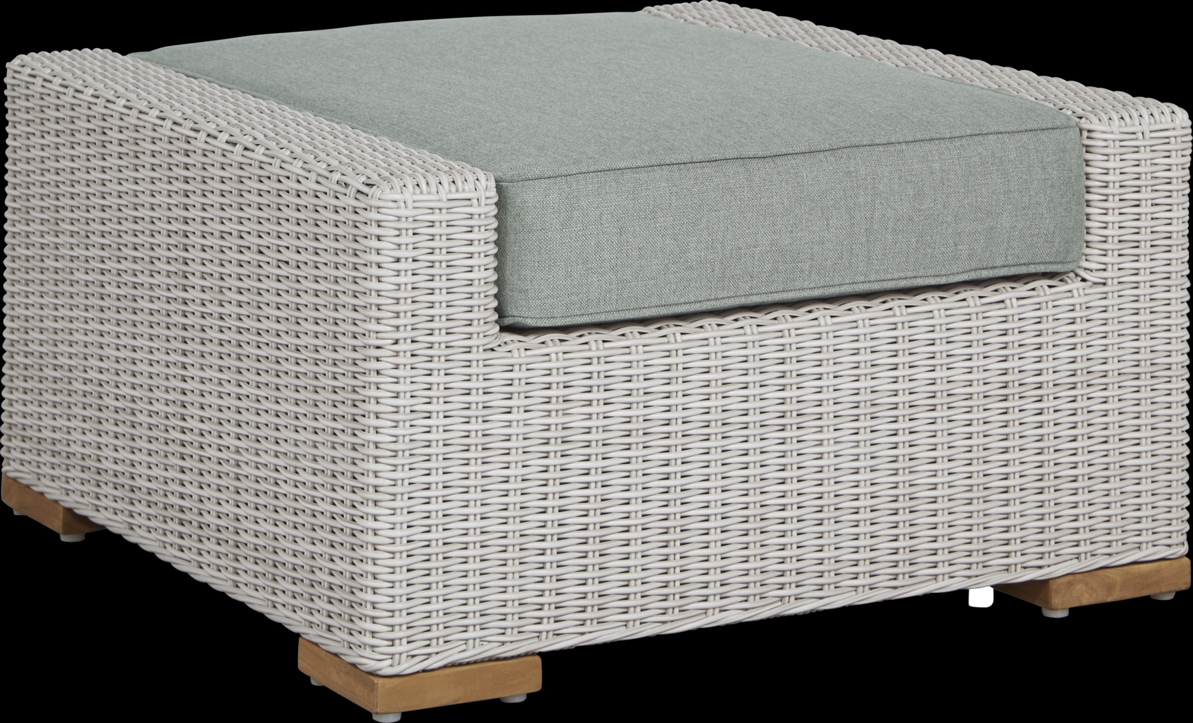 Patmos Gray Outdoor Ottoman with Moss Cushion - Thumbnail - Image 1