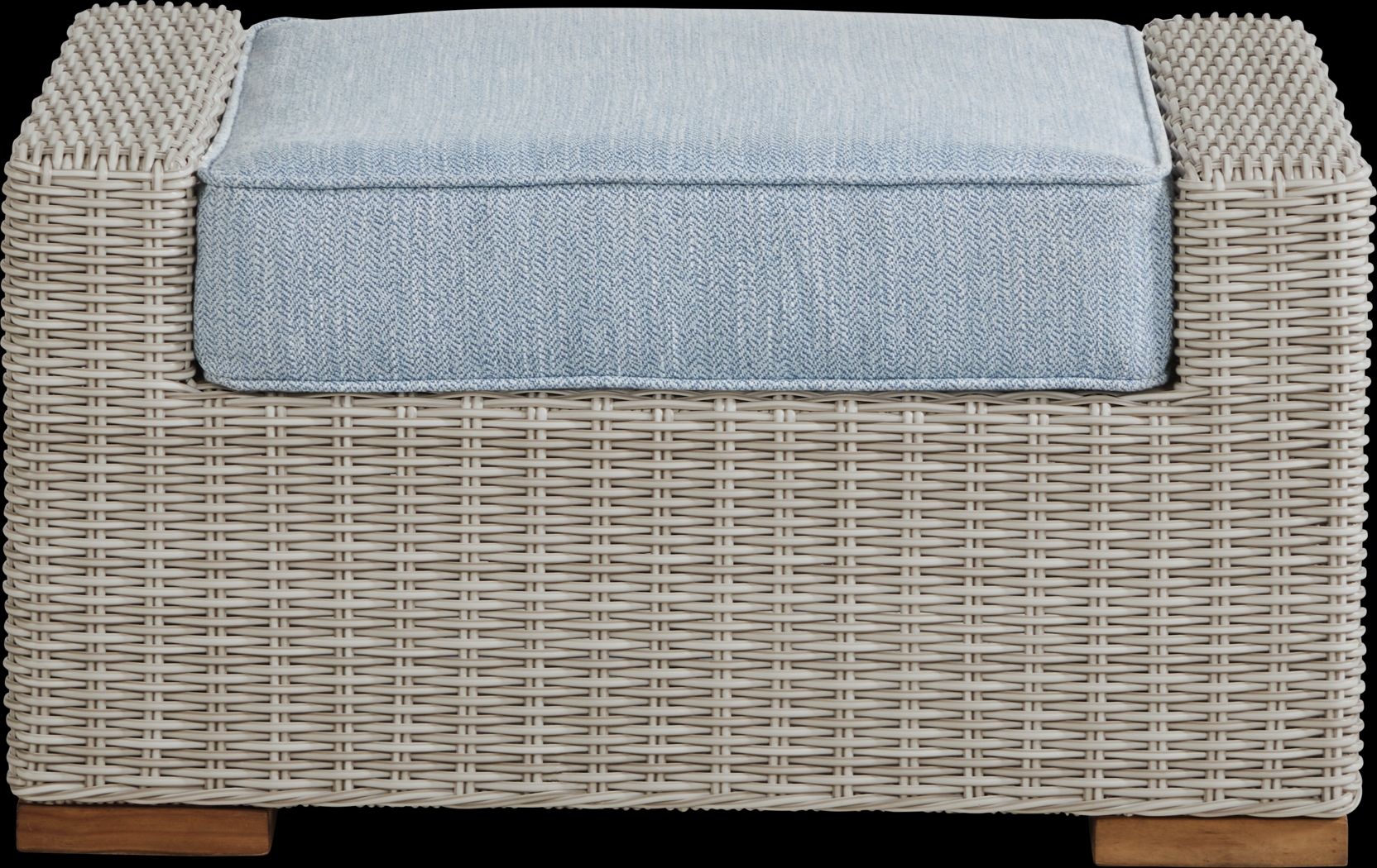 Patmos Gray Outdoor Ottoman with Steel Cushion - Thumbnail - Image 2