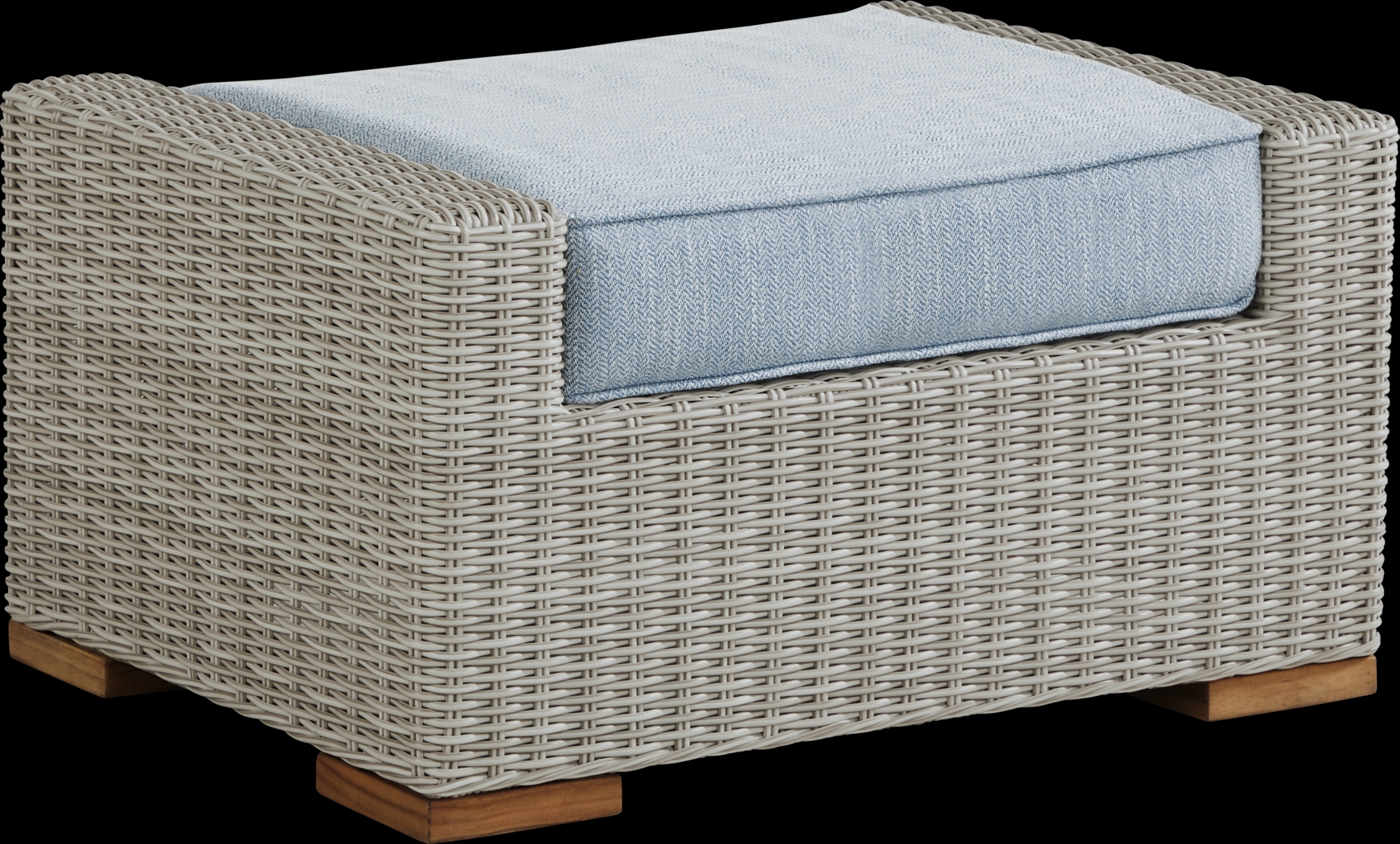 Patmos Gray Outdoor Ottoman with Steel Cushion - Thumbnail - Image 1