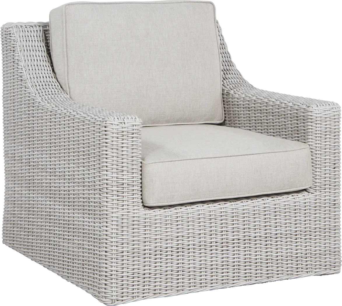 Fifth & Shore Patmos Gray Wicker Linen Beige Outdoor Rocking Chair ...