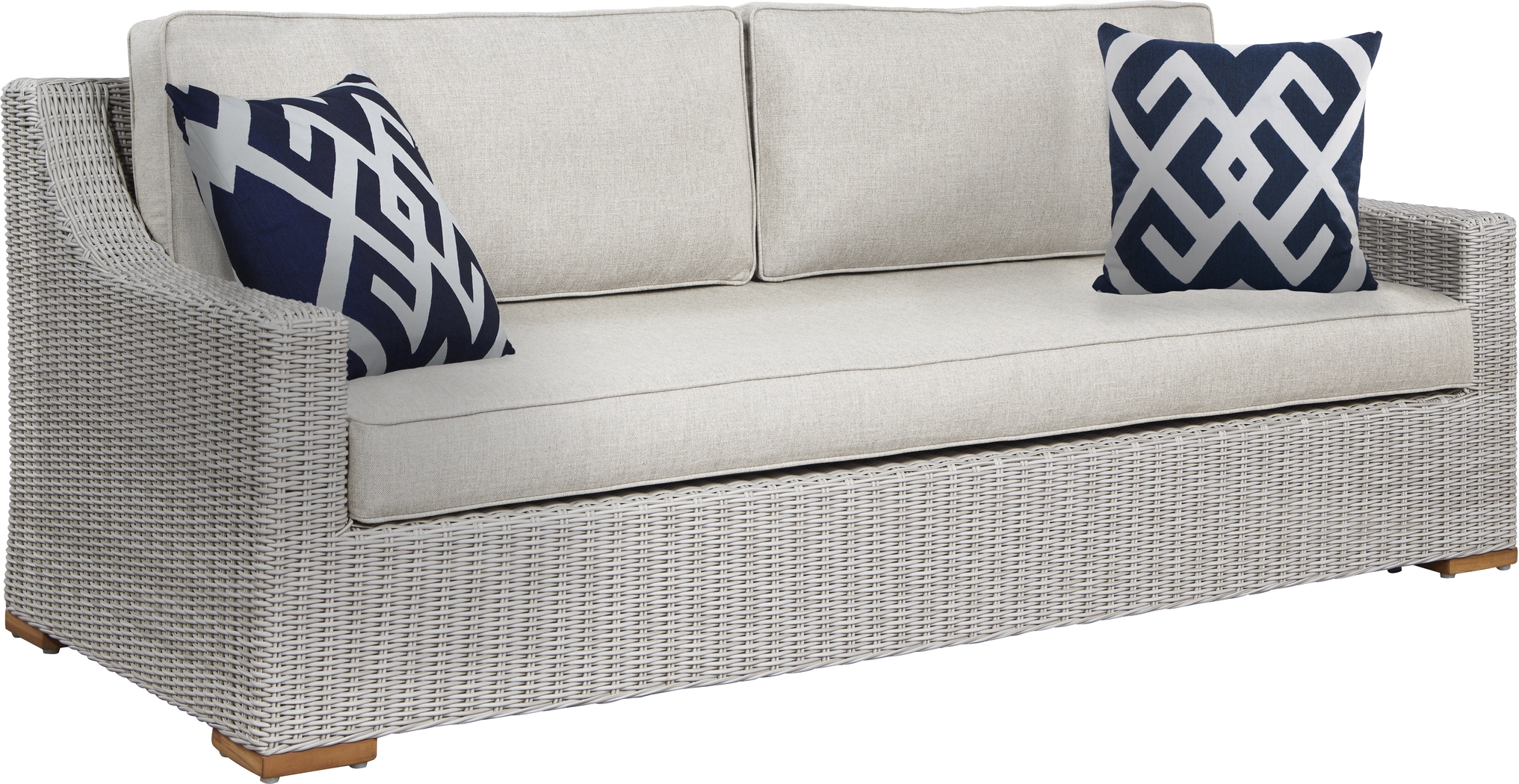 Patmos Gray Outdoor Sofa with Linen Cushions - Thumbnail - Image 1