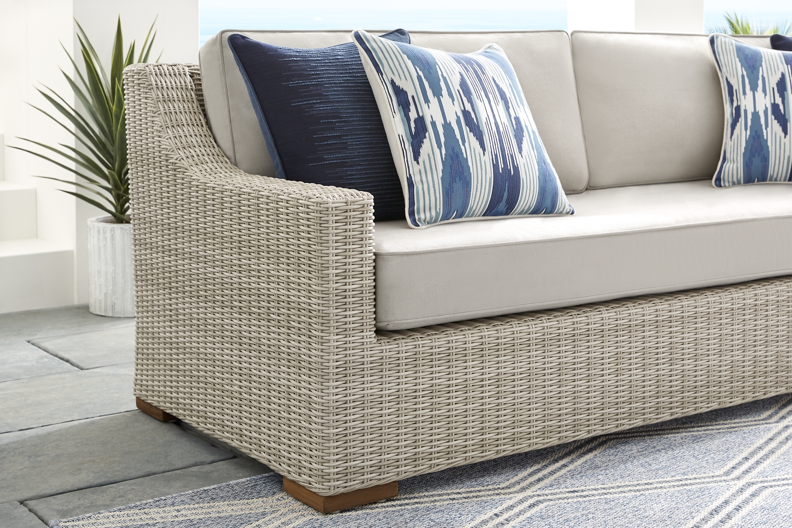 Patmos Gray 4 Pc Outdoor Sofa Seating Set with Linen Cushion - Thumbnail - Image 4