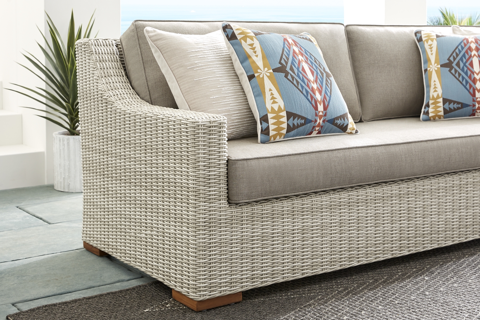 Patmos Gray 4 Pc Outdoor Sofa Seating Set with Mushroom Cushions - Thumbnail - Image 5