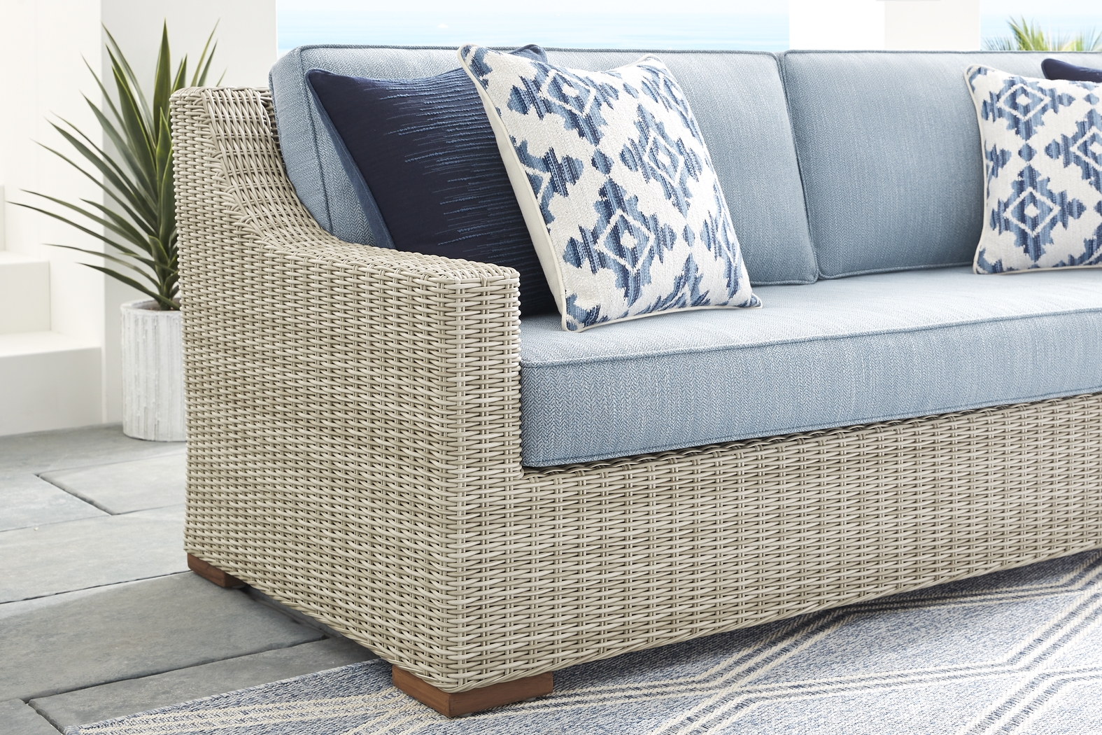 Patmos Gray Outdoor Sofa with Steel Cushions - Thumbnail - Image 4