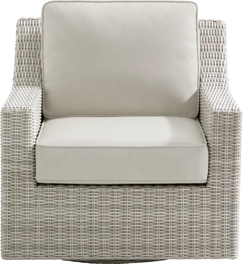 Patmos Gray Outdoor Swivel Rocker Chair with Linen Cushions - Thumbnail - Image 2