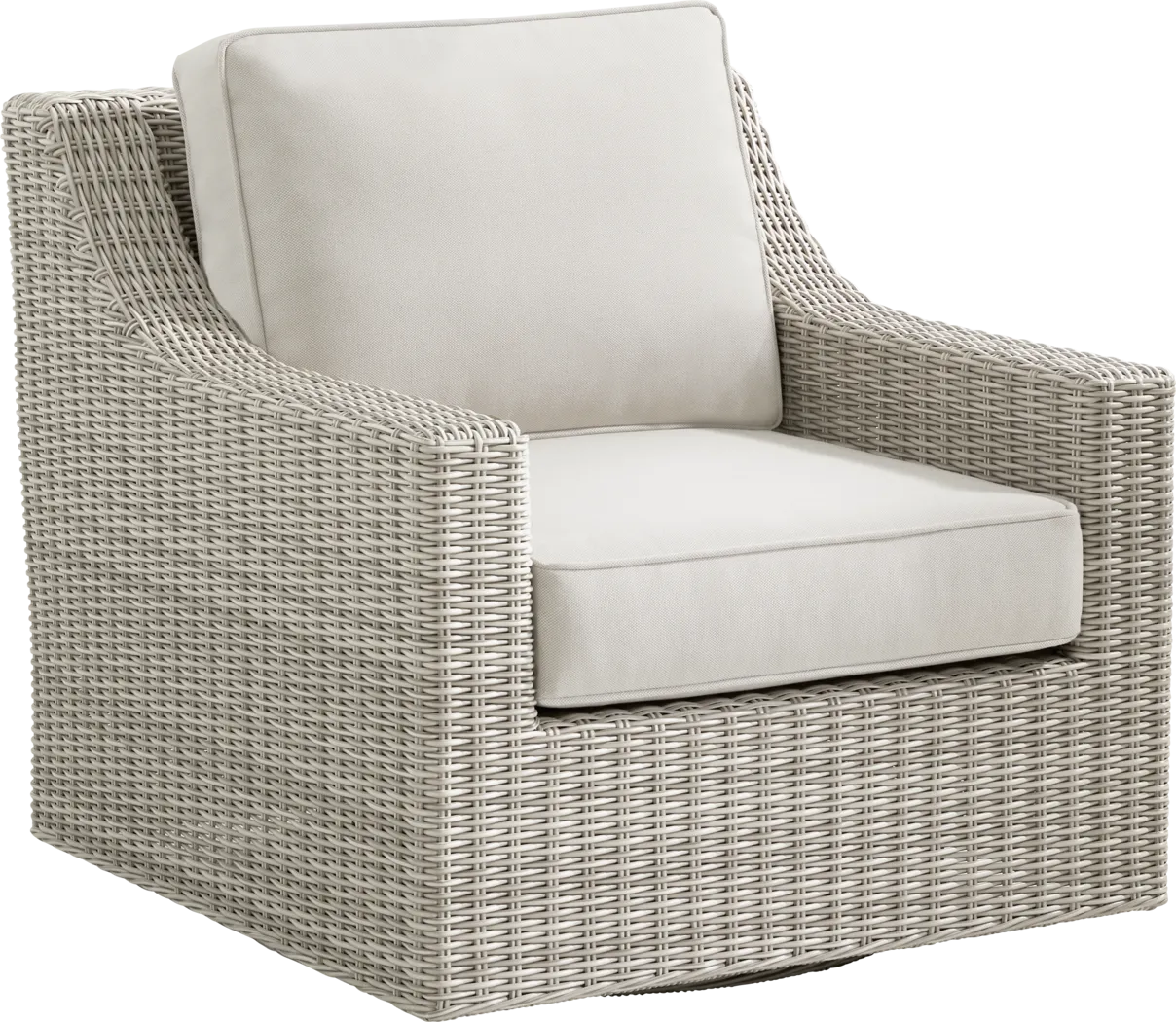 Patmos Gray Outdoor Swivel Rocker Chair with Linen Cushions - Thumbnail - Image 1