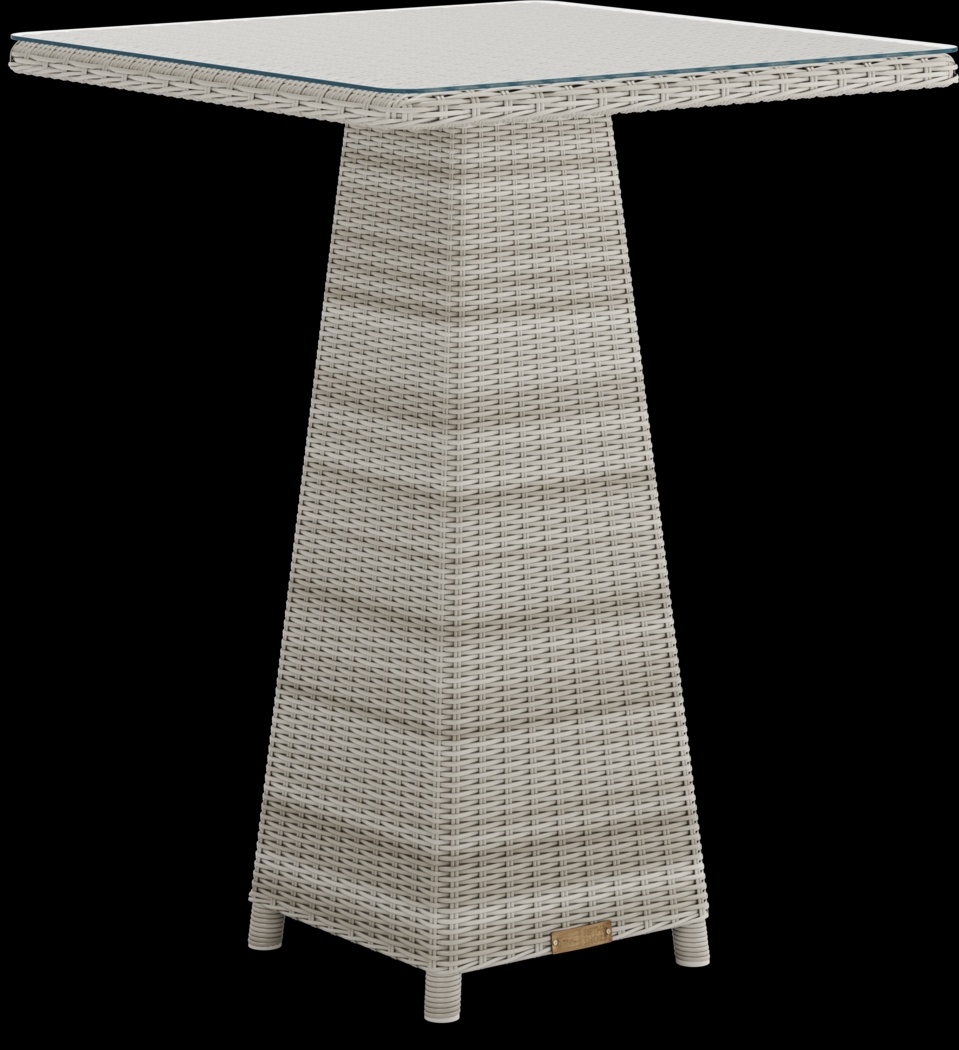 Patmos Gray Wicker 36 in. Square Outdoor Bar Table - Thumbnail - Image 1