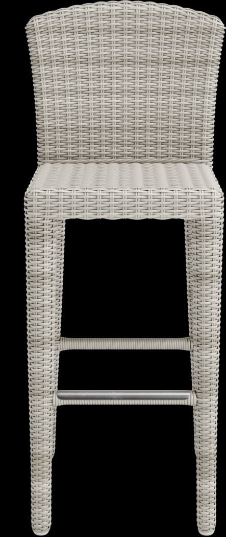 Patmos Teak 5 Pc 36 in. Square Bar Height Outdoor Dining Set with Gray Wicker Barstools - Thumbnail - Image 7