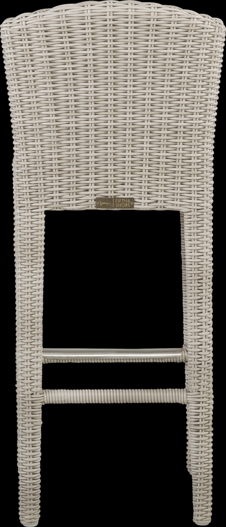 Patmos Teak 5 Pc 36 in. Square Bar Height Outdoor Dining Set with Gray Wicker Barstools - Thumbnail - Image 8