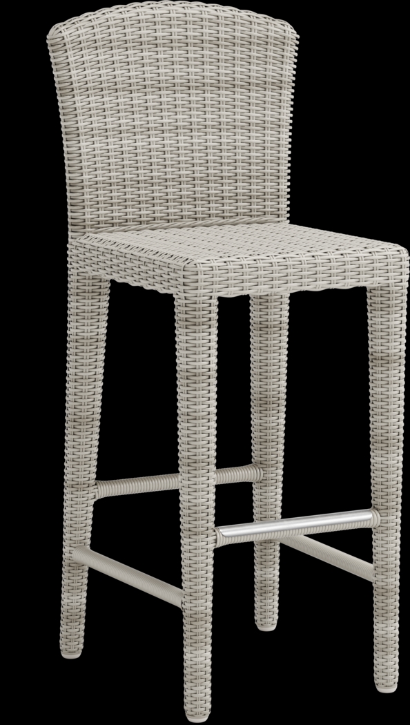 Patmos Teak 5 Pc 36 in. Square Bar Height Outdoor Dining Set with Gray Wicker Barstools - Thumbnail - Image 6