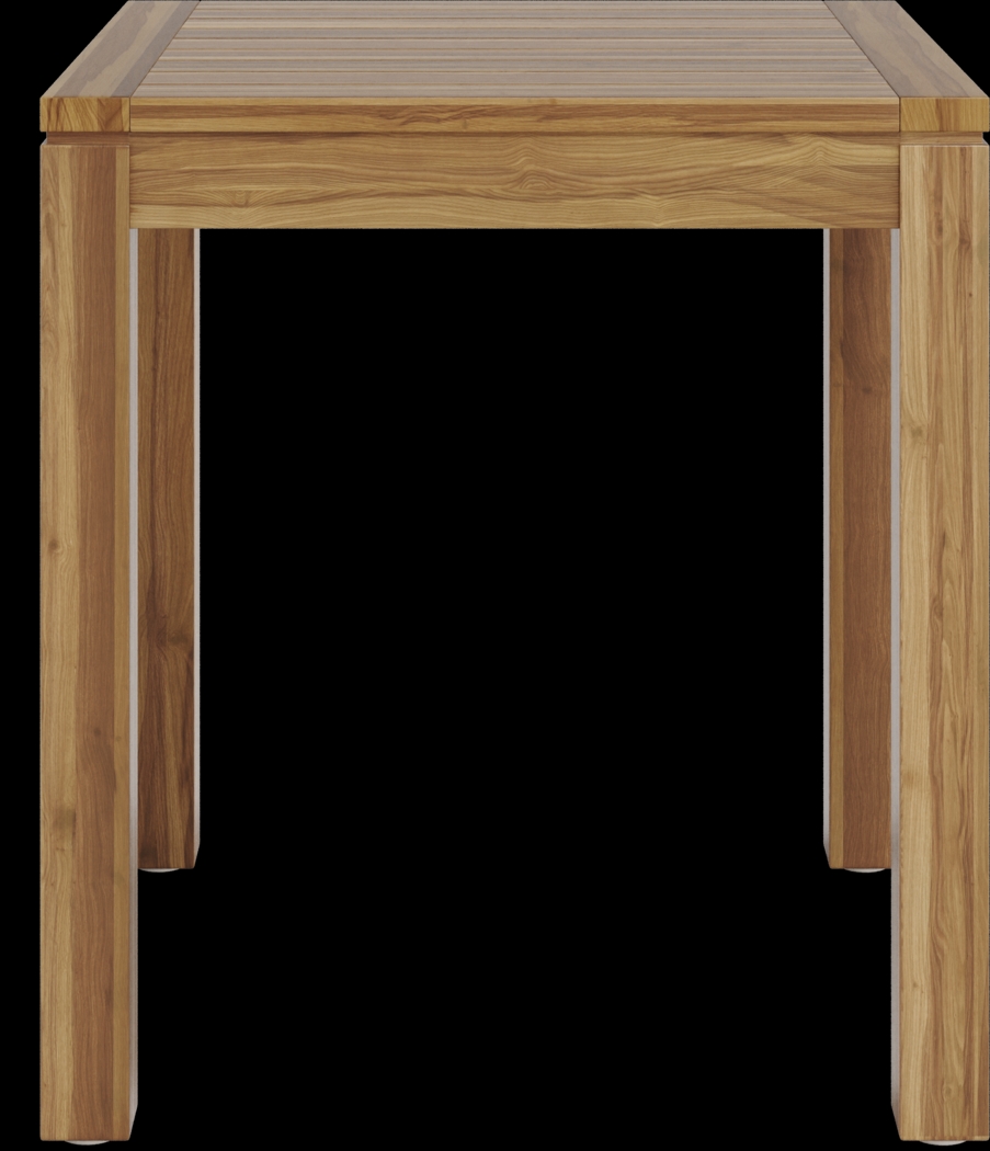 Patmos Teak 5 Pc 36 in. Square Bar Height Outdoor Dining Set with Gray Wicker Barstools - Thumbnail - Image 3