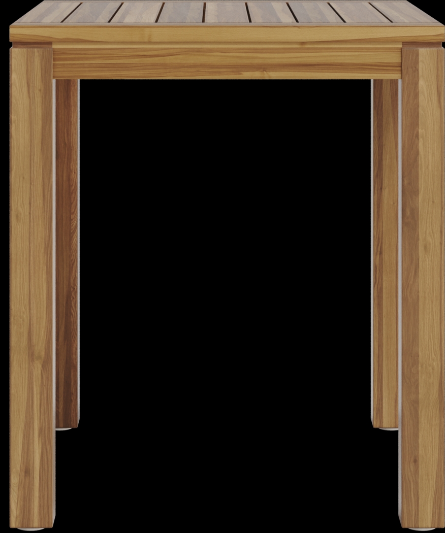 Patmos Teak 5 Pc 36 in. Square Bar Height Outdoor Dining Set with Gray Wicker Barstools - Thumbnail - Image 5