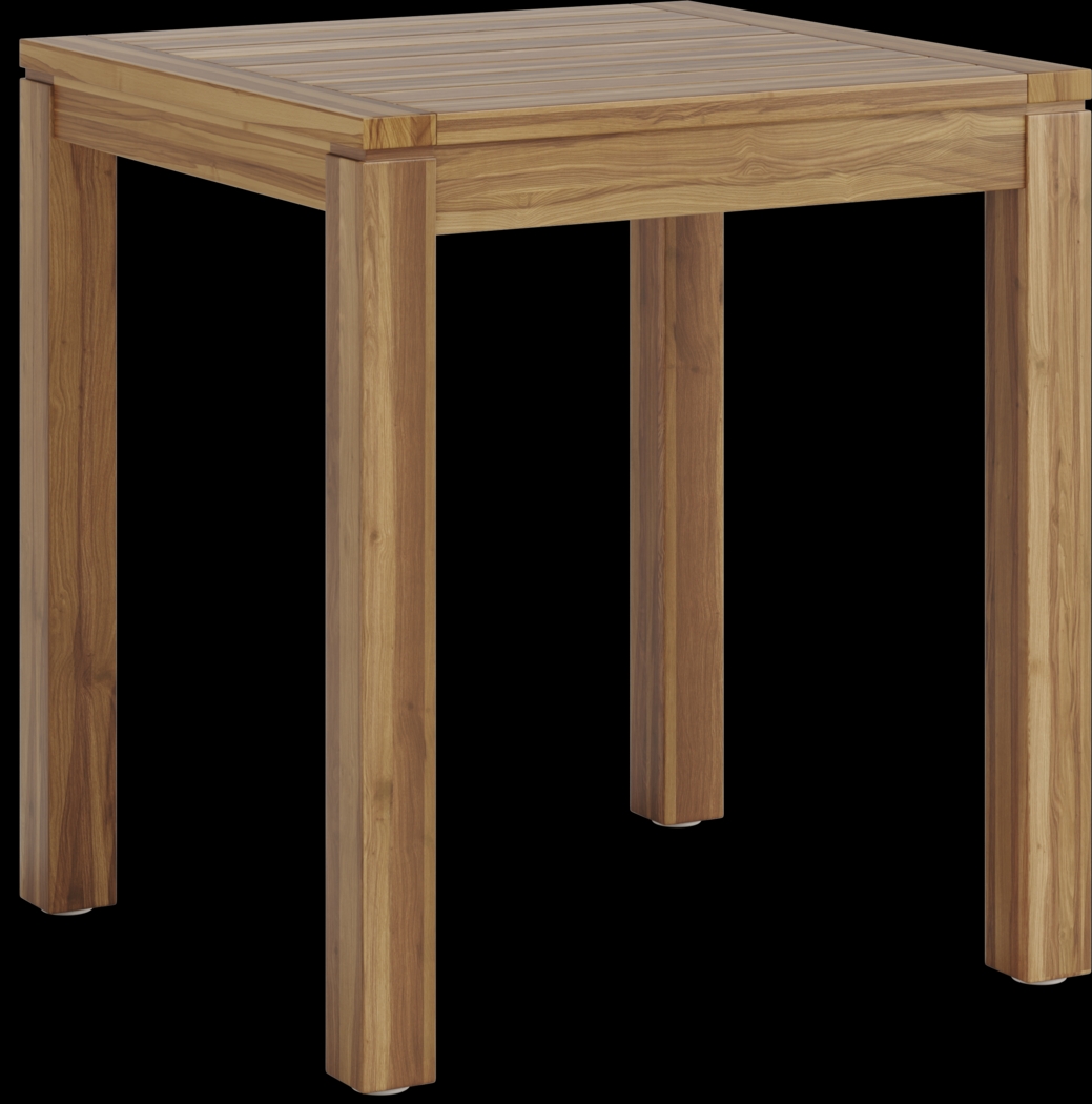 Patmos Teak 5 Pc 36 in. Square Bar Height Outdoor Dining Set with Gray Wicker Barstools - Thumbnail - Image 2