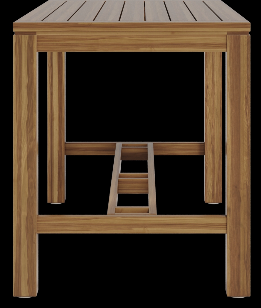 Patmos Teak 5 Pc 71 in. Rectangle Bar Height Outdoor Dining Set with Gray Wicker Barstools - Thumbnail - Image 5