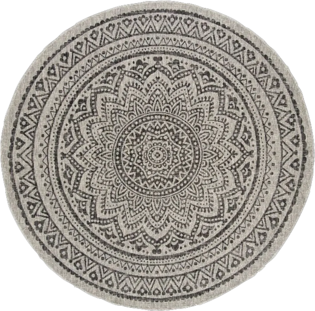 Patrice Gray 8' Round Indoor/Outdoor Rug - Thumbnail - Image 1